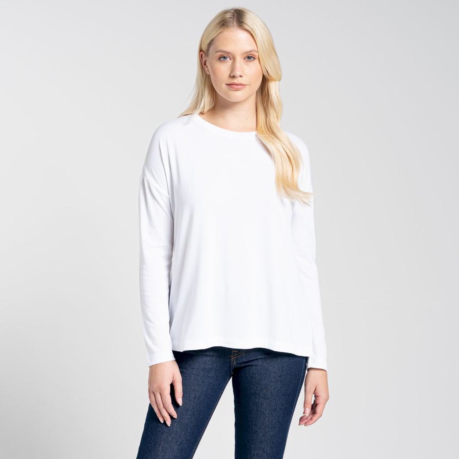 White Craghoppers NosiLife Sami Long Sleeved Women's T-Shirts | NZE1744HB