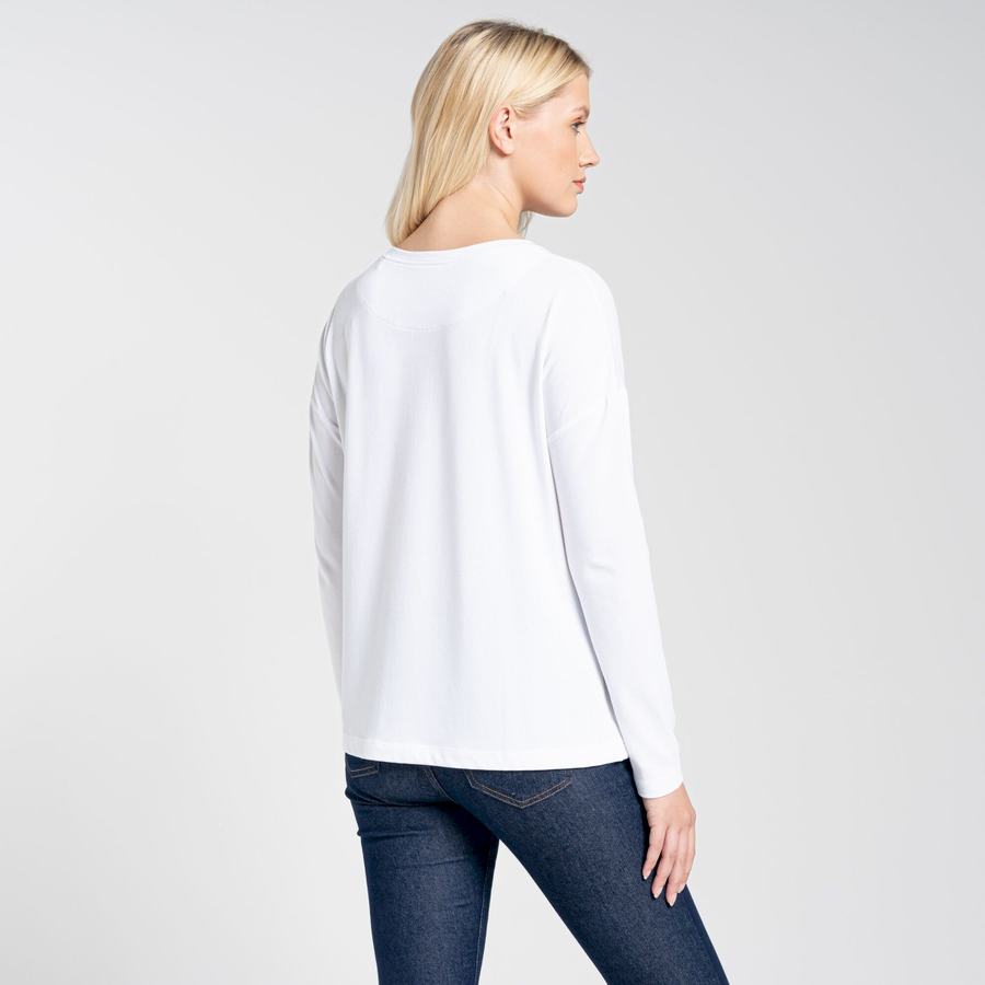 White Craghoppers NosiLife Sami Long Sleeved Women's T-Shirts | NZE1744HB