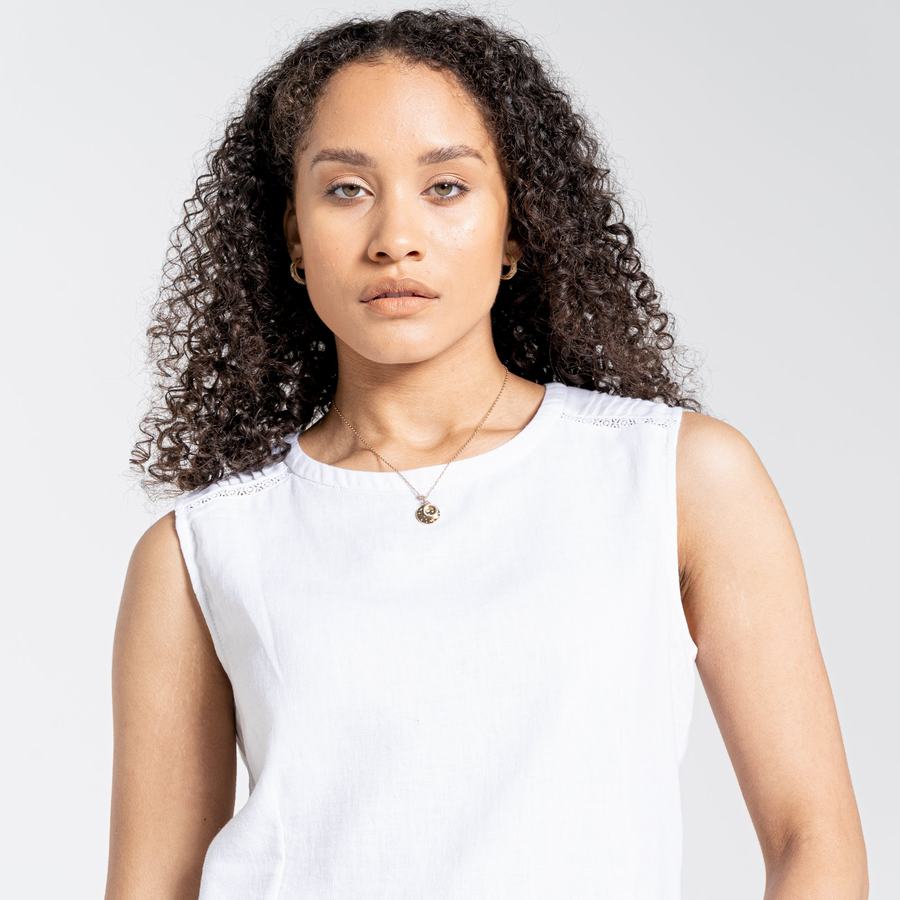 White Craghoppers Nosibotanical Bonita Vest Women's T-Shirts | QBR3899CC