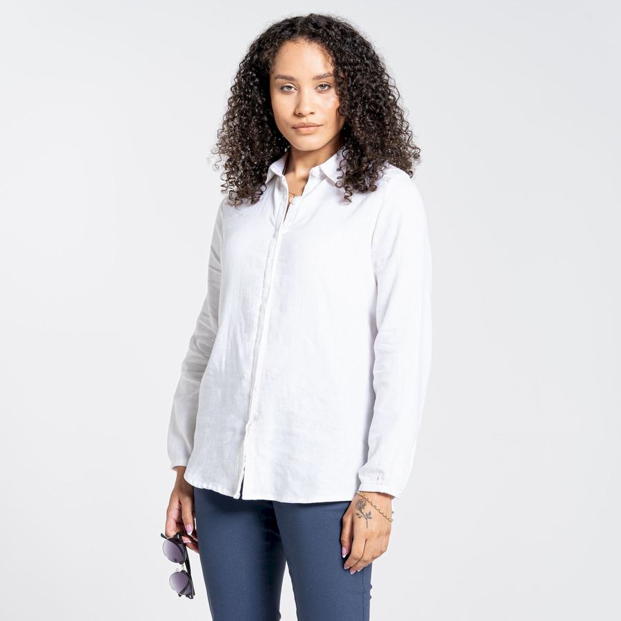 White Craghoppers Nosibotanical Bralio Women's Shirts | THK9483JI