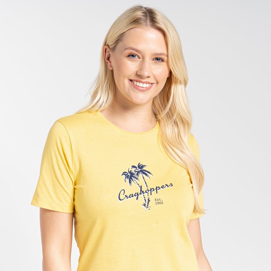 Yellow Craghoppers Ally Short Sleeved Women's T-Shirts | UIH8046TW