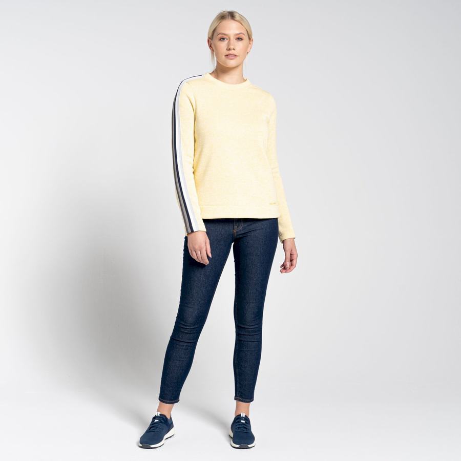 Yellow Craghoppers Pinalla Crew Neck Women's Sweatshirts | ZOP367JJ